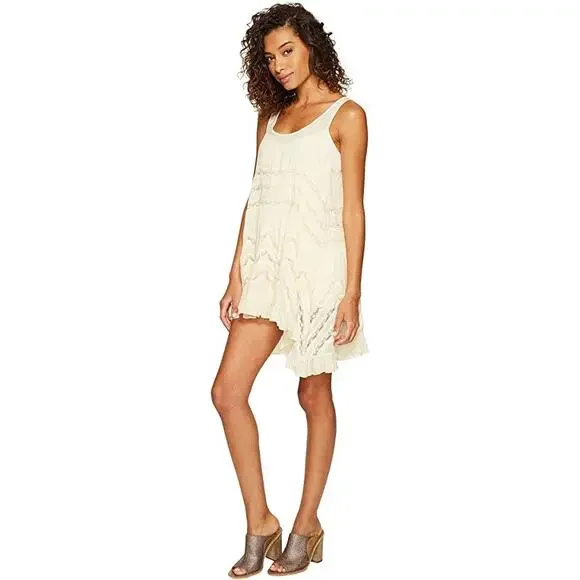 FREE PEOPLE Slip dress intimately Voile and Lace Trapeze Xs Tea NWOT - Picture 7 of 7